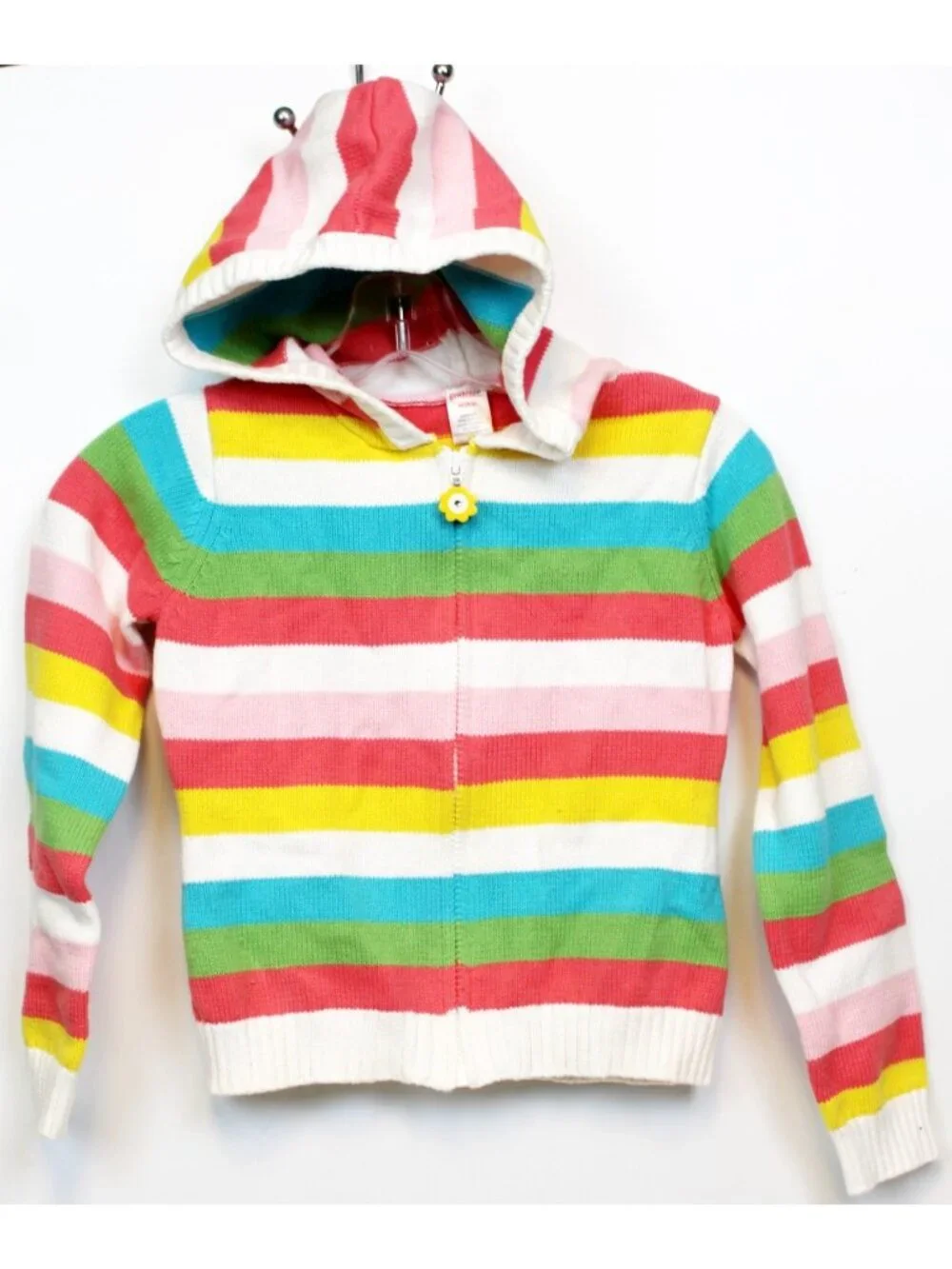 2009 Gymboree Happy Rainbow Sweater sz M 7/8 Zip up Cardigan Stripes Hoodie
